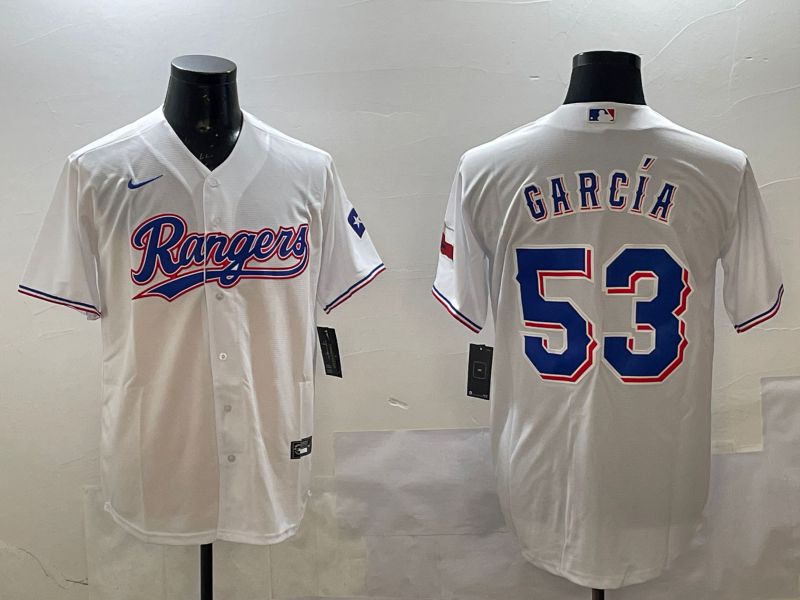 Men Texas Rangers #53 Garcia White Game 2025 Nike MLB Jersey style 1